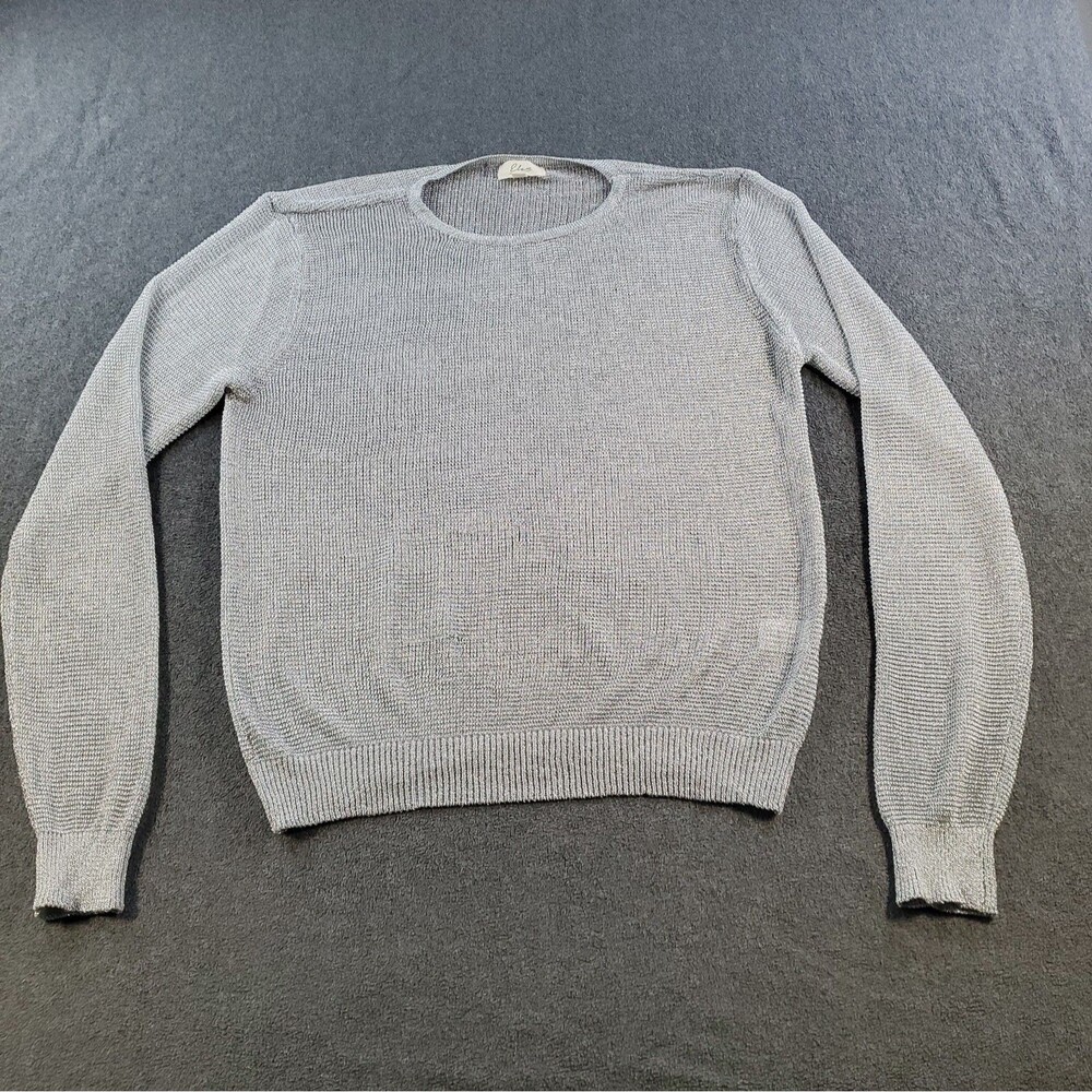 Elan silver metallic mesh sweater Women's Size Large